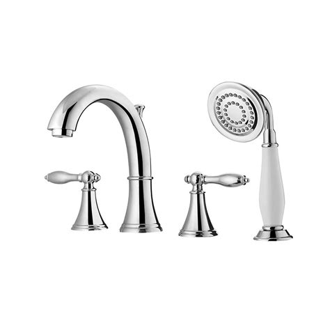 Roswell Julius 2 Handle Tub Deck Mount Roman Tub Faucet With Hand Held Shower In Polished Chrome