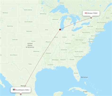 All Flight Routes From Ottawa To Guadalajara Yow To Gdl Flight Routes