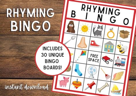 Rhyming Bingo Rhymes Bingo Rhyme Bingo Rhyming | Etsy