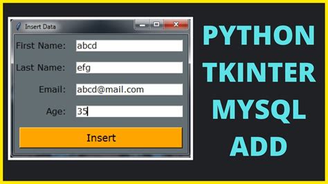 Python How To Insert Data Into MySQL Database Using Python Tkinter