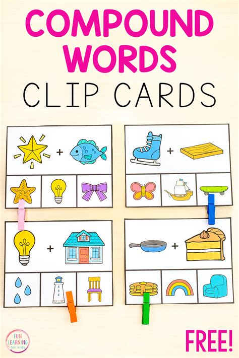 Compound Word Clip Cards Free Printable