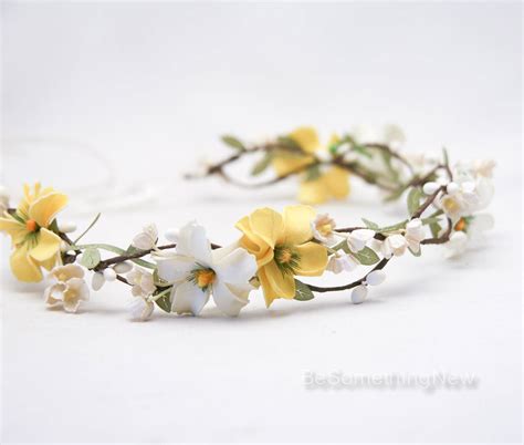 Flower Crown Of Yellow and Ivory Flowers - Be Something New