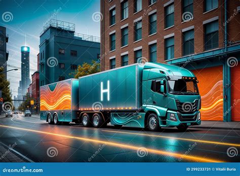 Hydrogen Truck Line Icon Hydrogen Powered Vehicle Vector Illustration