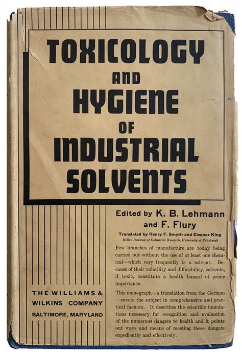 Toxicology And Hygiene Of Industrial Solvents Translated By Eleanor