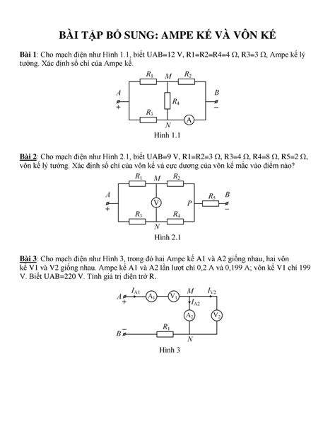BÀi TẬp BỔ Sung Ampeke Von Kế Ans BÀi TẬp BỔ Sung Ampe KẾ VÀ VÔn KẾ