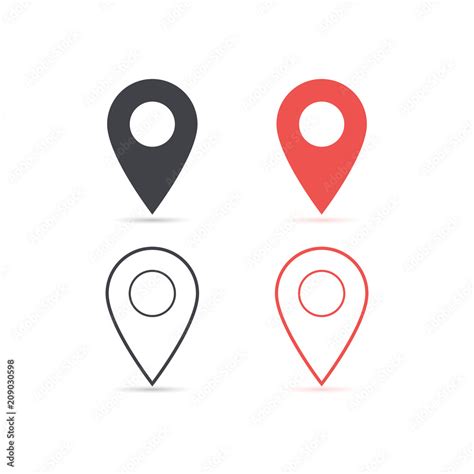 Map location red and red icon isolated with soft shadow. Element for ...