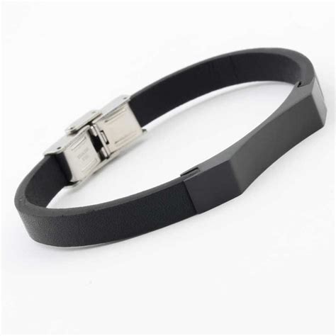 Welch Black Plate Men S Steel Leather Bracelet