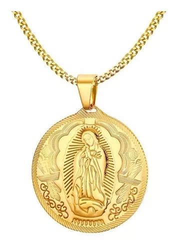 Medallón Collar Virgen De Guadalupe En Acero Inoxidable MercadoLibre