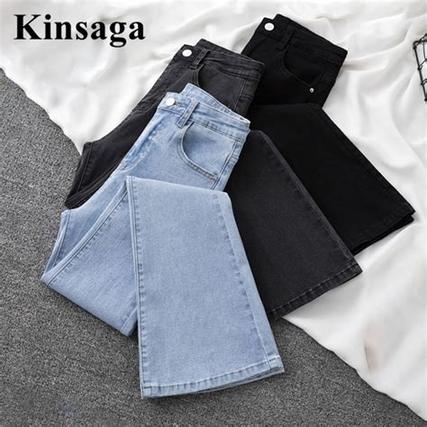 Streetwear Skinny Flare Jean Women High Stretch Mom Jeans High Waist