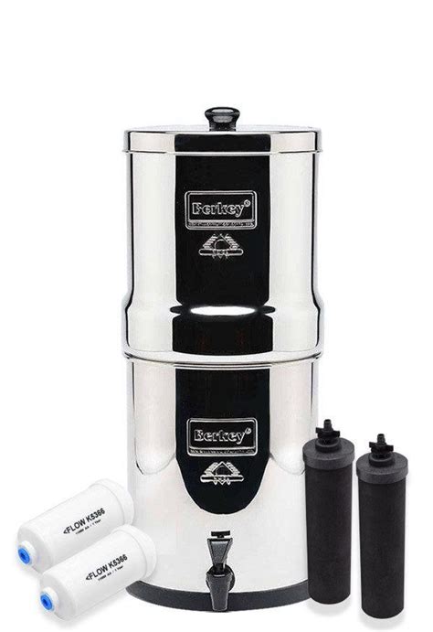 Travel Berkey 150 Gallon Water Filter Special Set With 2 Black Elements And 2 Fluoride Filters