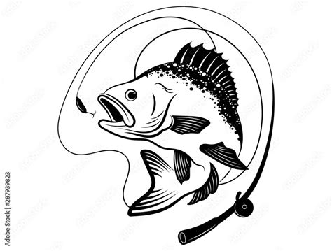 Fishing Logo Black And White Illustration Of A Fish Hunting For Bait