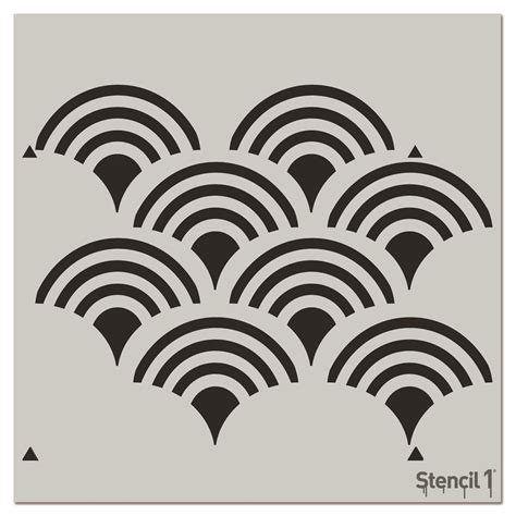 Scallop Repeat Pattern Stencil 11x11 Stencil 1