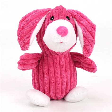 Dog Toy Plush Squeak Pet Toys Pink Rabbit Stuffed Screaming Soft Brown