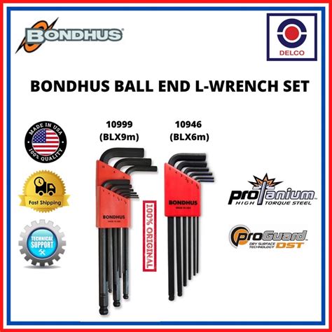 BONDHUS BALL END L WRENCH SET METRIC Mm 10999 BLX9m 10946 BLX6m