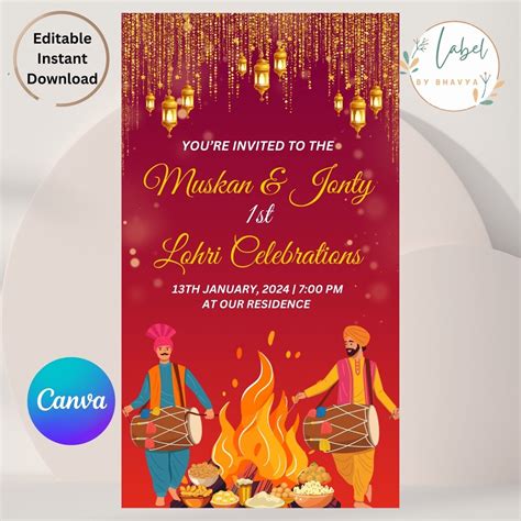 Editable Lohri Invitation Lohri Invite 1st Lohri Invitation Lohri Party