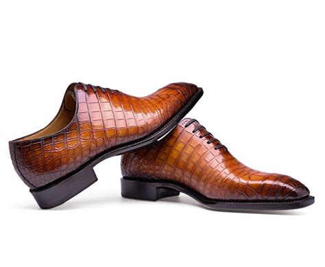 Handcrafted Genuine Alligator Leather Mens Classic Wholecut Oxford Shoes