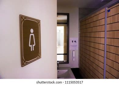 Public Building Womans Toilets Whit Brown Stock Photo