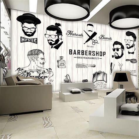 Free Shipping 3D Beauty Barber Mural Salon Barber Shop Fashion Clothing