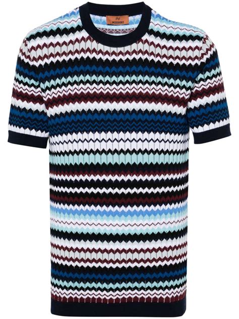 Missoni Zigzag Cotton T Shirt In Blue For Men Lyst