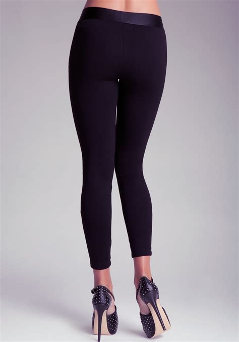 Lyst - Bebe Basic Ankle Zip Leggings in Black