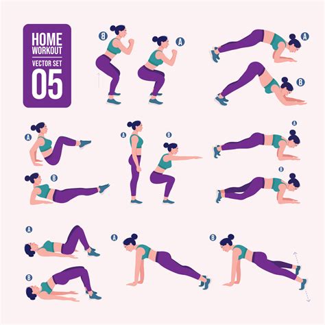 Women Workout Set Women Doing Fitness And Yoga Exercises