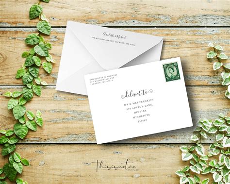 Signature Modern Minimalist Wedding Envelope Address Template Editable