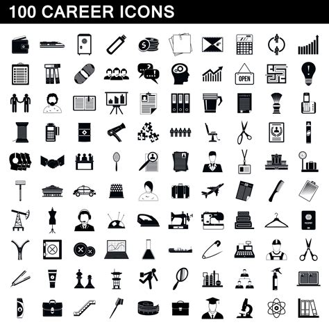 100 Career Icons Set Simple Style 8863496 Vector Art At Vecteezy