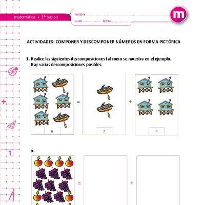 Componer y descomponer números en forma pictórica Curriculum Nacional