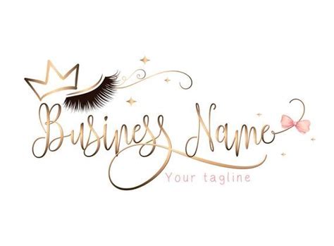 Custom Logo Pink Gold Lashes Logo Eyelash Gold Crown Logo Etsy Lashes Logo Eye Logo