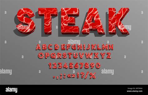 Meat Font Butcher Type Grill Typeface Bbq Beef Letters Alphabet