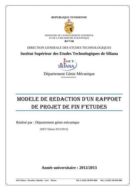 Pdf Lélaboration Dun Projet De Fin Détude Nécessite Un … Pfe2013