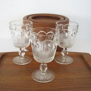 Vintage Water Goblet Set of 3 Cocktail Glass Barware Manhattan Bartlett Collins St Genevieve ...