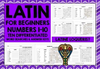 LATIN NUMBERS 1-10 WORD SEARCHES by Lively Learning Classroom | TpT