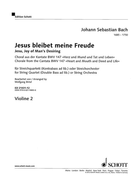 Jesus Bleibet Meine Freude BWV 147 Von Johann Sebastian Bach Et Al