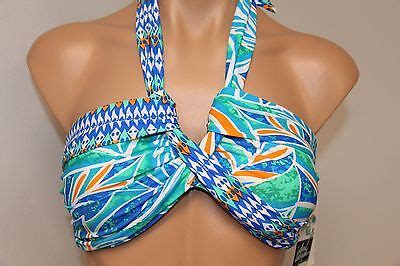 Nwt Island Escape Swimsuit Bikini Bra Top Sz Blue Lux Bandeau Ebay