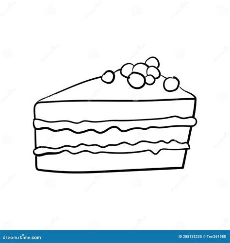 Hand Drawn Doodle Piece Of Cake Doodle Icon Stock Illustration