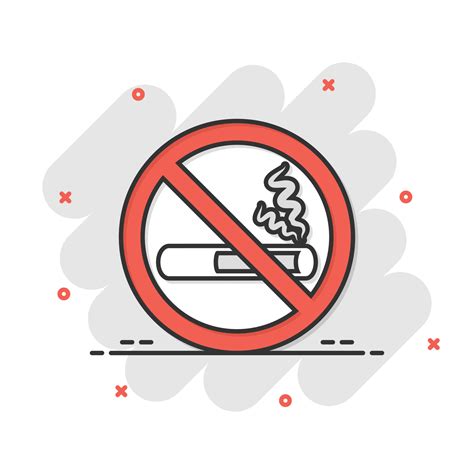 No Smoking Sign Icon In Comic Style Cigarette Cartoon Vector