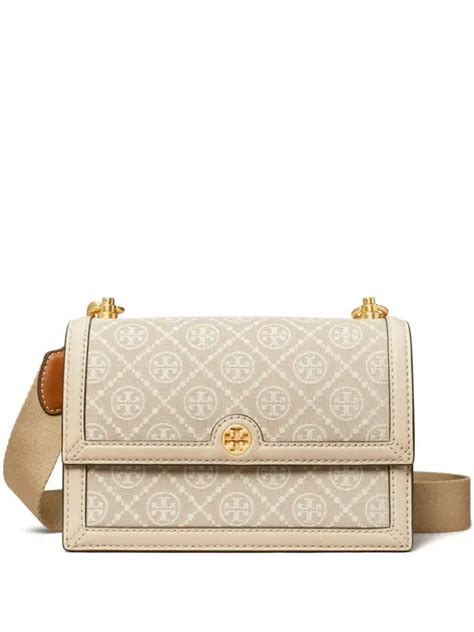 Tory Burch Small T Monogram Jacquard Shoulder Bag Neutrals Editorialist