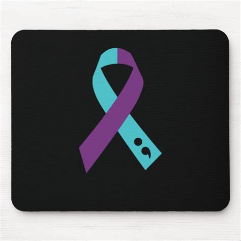 Teal Purple Ribbon Semicolon Suicide Prevention Mouse Pad Zazzle