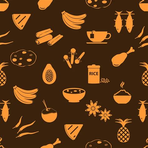 Indian Food Theme Set Of Simple Icons Seamless Pattern Eps10 Stock