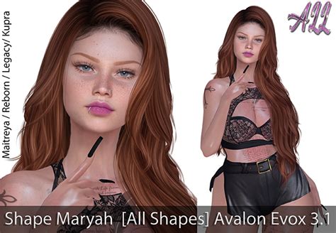 Second Life Marketplace Shape Maryah [all Shapes] Lelutka Avalon Head