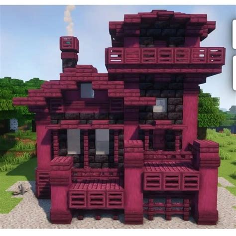 The BEST Minecraft House Ideas | Cute Nether Crimson House | Minecraft ...