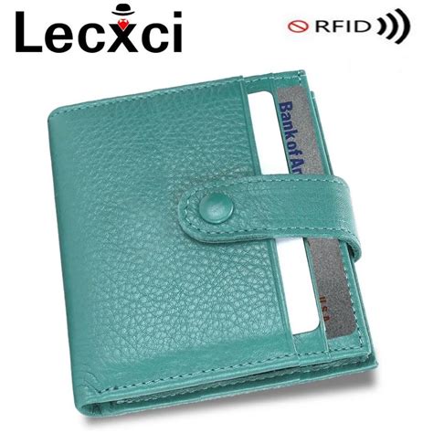 Lecxci Rfid Slim Card Sleeve Wallet Women Small Leather Bifold Credit Card Holder Compact Front