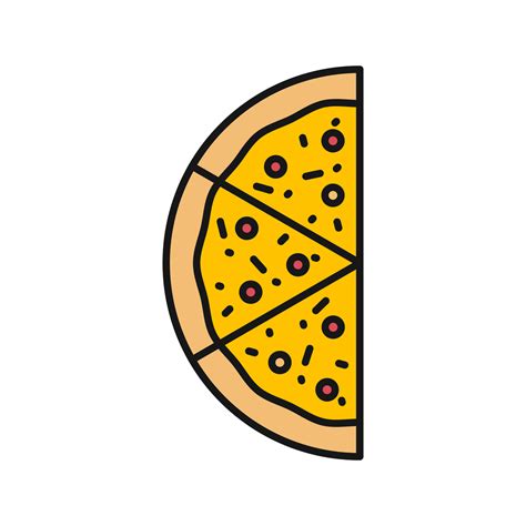 Hälfte des Pizza Farbsymbols Pizzeria Zeichen isolierte