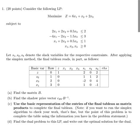 Solved Consider The Following Lp Maximize Z 6x1 X2