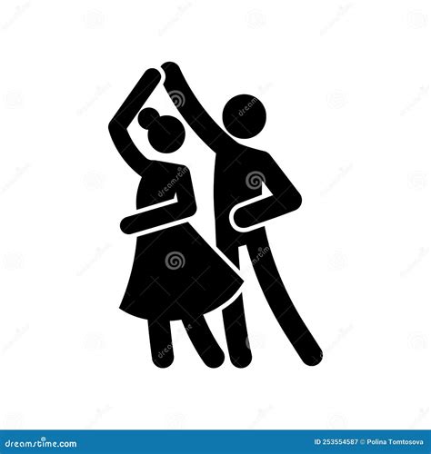 Dance Couple Stick Figure Icon Black Ballroom Pictogram Waltz Tango