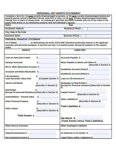 10+ Net Worth Statement Templates in PDF | XLS