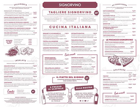 Menu Da Signorvino Milano Pub Bar Milano Via Dante