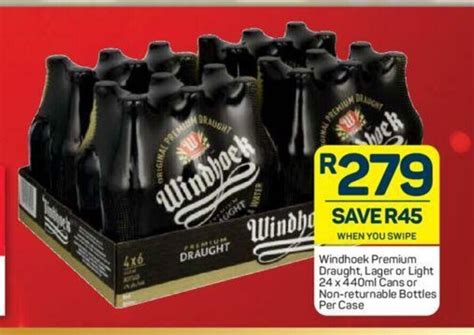 Windhoek Premium Draught Lager Or Light 24 X 440ml Cans Or Non