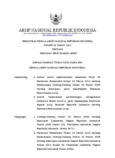 Ruang Lingkup Peraturan Kepala Arsip Nasional Republik Indonesia